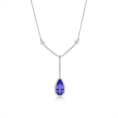 Tanzanite & Round Diamond Lariat Necklace in 14K White Gold (3/4 ct. tw.)