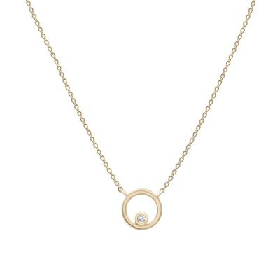 Diamond Accent Open Circle Pendant in 10K Yellow Gold
