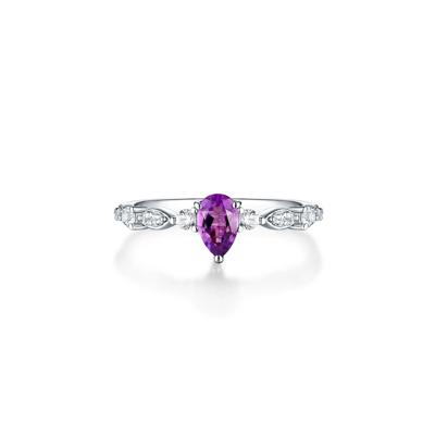 Amethyst & Lab Created White Sapphire Ring in Sterling Silver