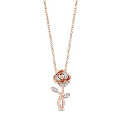 1/10 ct. tw. Diamond Belle Rose Pendant in 10K Rose Gold