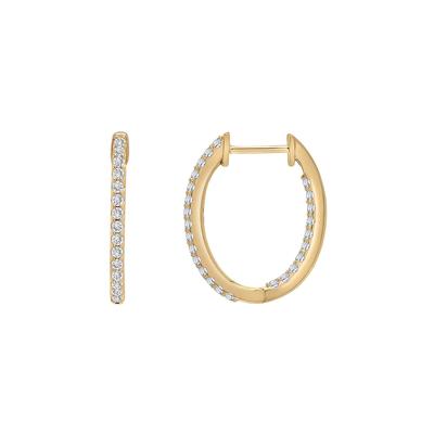 Diamond Oval Inside-Out Hoop Earrings in 10K Yellow Gold (1/2 ct. tw.)