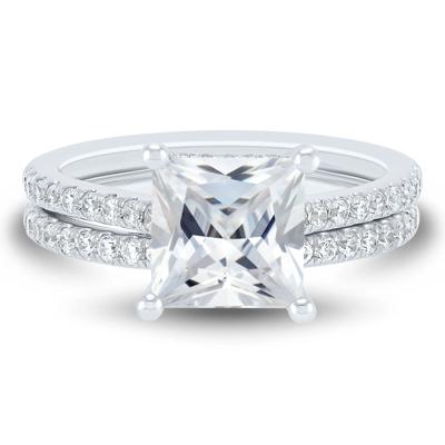 Lab Grown Diamond Engagement Set in 14K White Gold (4 ct. tw.)