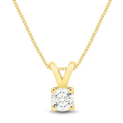 Lab Grown Diamond Round Solitaire Pendant In 14K Yellow Gold (1/2 ct. tw.)