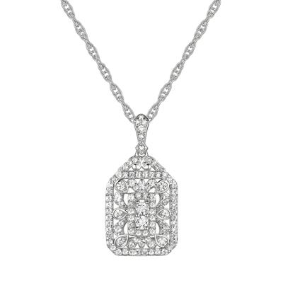 Diamond Cluster Drop Pendant in 10K White Gold (1/2 ct. tw.)