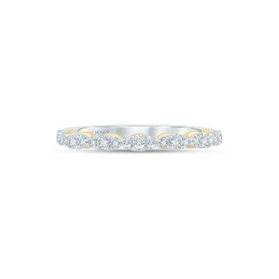 Lab Grown Diamond Scalloped Wedding Band in 14K White & Yellow Gold (1/3 ct. tw.)