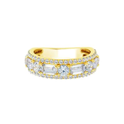 Lab Grown Diamond Multi-Row Emerald-Cut Anniversary Band in 10K Yellow Gold (3 ct. tw.)