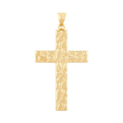 Men's Nugget Cross Charm in 14K Yellow Gold