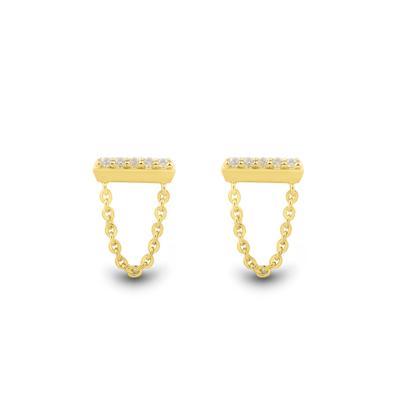 Lab Grown Diamond Bar and Chain Earrings in Vermeil (1/10 ct. tw.)