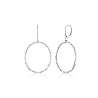 Diamond Dangle Hoop Earrings in 10K White Gold (1/2 ct. tw.)