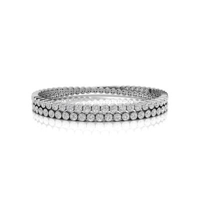 Lab Grown Diamond Double Row Bezel-Set Crossover Bracelet in 14K White Gold (8 ct. tw.)