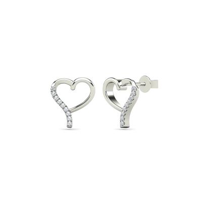 Diamond Accent Heart Earrings in 14K White Gold