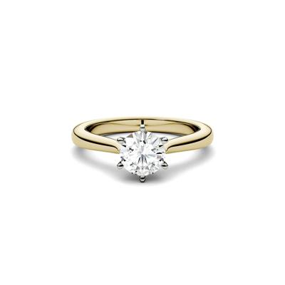 Moissanite Solitaire Ring in 14K Yellow and White Gold (1 ct. dew)