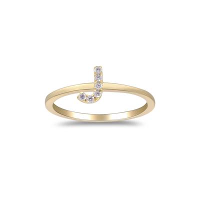 Diamond Accent "J" Initial Ring in 10K Yellow Gold