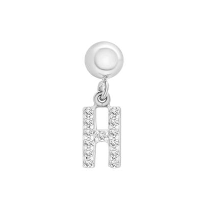 Diamond Accent H Initial Bead Charm in Sterling Silver