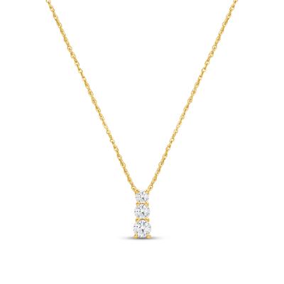 Lab Grown Three-Stone Diamond Pendant in 14K Yellow Gold (1 ct. tw.)