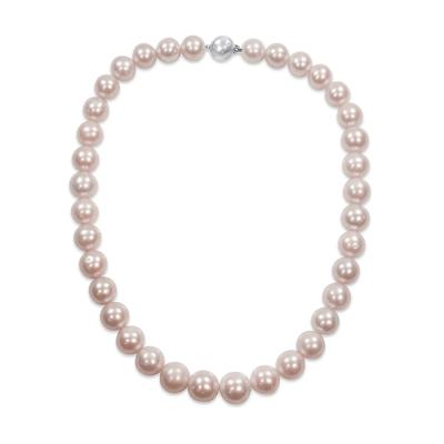 Pink Cultured Freshwater Pearl Necklace in 14K White Gold, 11-12mm, 18”