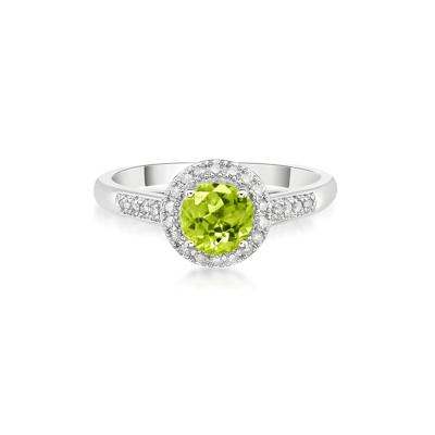 Peridot & 1/8 ct. tw. Diamond Ring in Sterling Silver