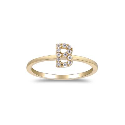 Diamond Accent "B" Initial Ring in 10K Yellow Gold