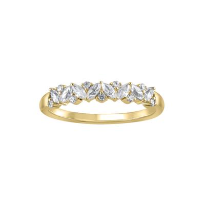 Lab Grown Diamond Marquise and Round Anniversary Band in 14K Yellow Gold (1/2 ct. tw.)
