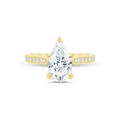 Lab Grown Diamond Pear-Shaped Engagement Ring in 14K Yellow Gold (2-7/8 ct. tw.)