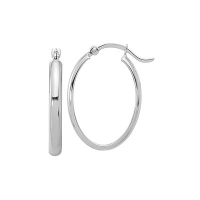 Oval Hoop Earrings in 14K White Gold
