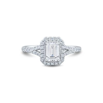 Diamond Emerald-Cut Halo Engagement Ring in 10K White Gold (1 ct. tw.)