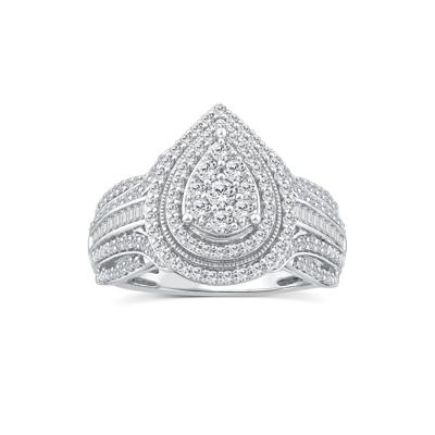 Diamond Pear-Shaped Composite Engagement Ring in 10K White Gold (1 ct. tw.)