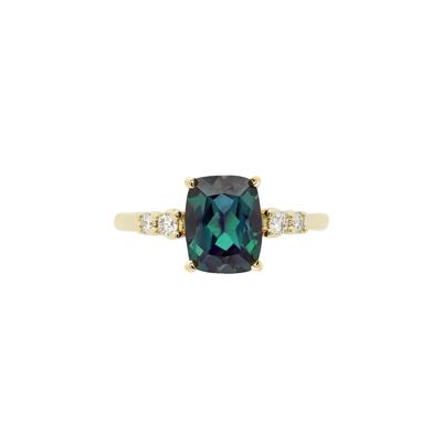 Lab-Created Alexandrite and Diamond Ring in 10K Yellow Gold (1/7 ct. tw.)