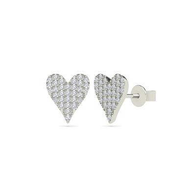 Diamond Heart Earrings in 14K White Gold (1/7 ct. tw.)