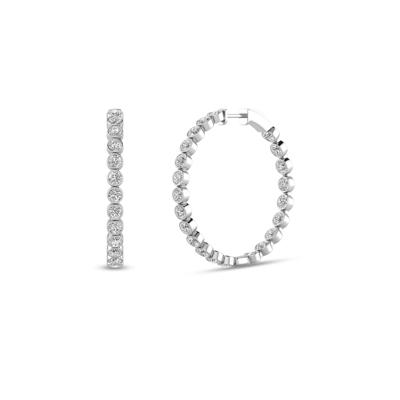 Lab Grown Diamond Bezel-Set Hoop Earrings in 14K White Gold (4 ct. tw.)