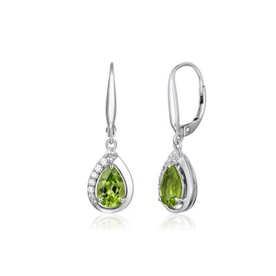 Peridot & Lab-Created White Sapphire Drop Earrings in Sterling Silver