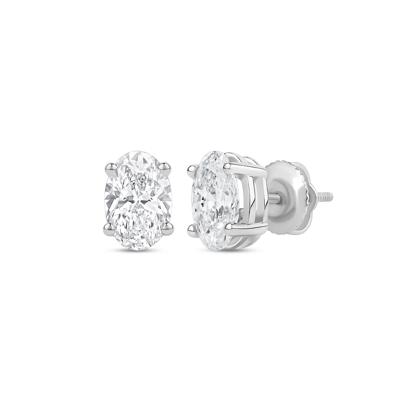 Lab Grown Diamond Oval-Shaped Solitaire Stud Earrings in 14K White Gold (3/4 ct. tw.)