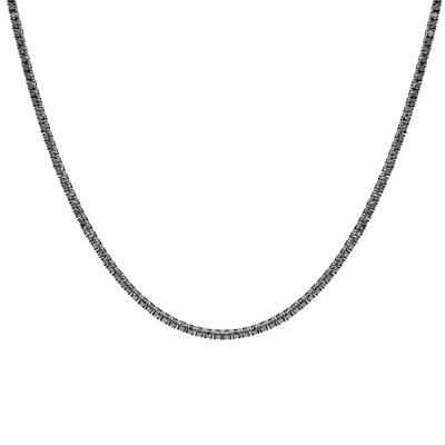 Black Diamond Necklace in Sterling Silver, 22"