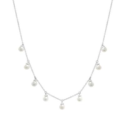 Freshwater Cultured Pearl Station Necklace in Sterling Silver