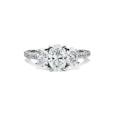 Lab Grown Diamond Three Stone Oval Engagement Ring in 14K White Gold (2 ct. tw.)
