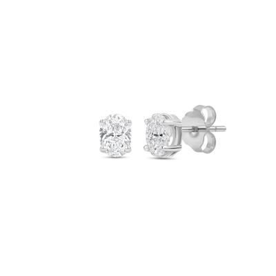 Lab Grown Diamond Oval-Shaped Solitaire Stud Earrings in 14K White Gold (1/3 ct. tw.)