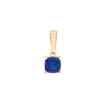 Lab-Created Blue Sapphire Cushion Clip-On Pendant in Vermeil