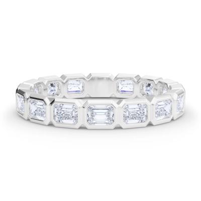 Diamond Emerald-Cut Bezel-Set True Eternity Band in 14K White Gold