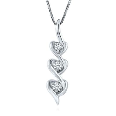 1/5 ct. tw. Diamond Triple-Heart Pendant in 10K White Gold