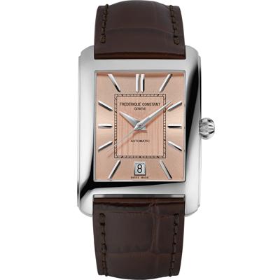 Men's Classics Carrée Watch With a Salmon Dial and Brown Leather Strap