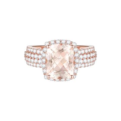 Morganite & Diamond Halo Ring in 10K Rose Gold (5/8 ct. tw.)