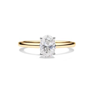 Lab Grown Diamond Solitaire Oval Engagement Ring in 14K Yellow Gold (1 ct.)