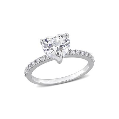 Heart-Shaped Lab Created White Sapphire Ring in 10K White Gold