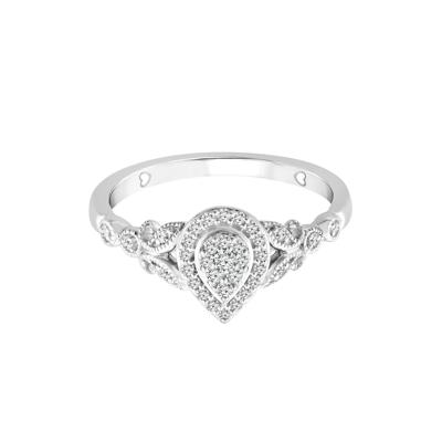 Diamond Composite Pear-Shaped Promise Ring in 10K White Gold (1/5 ct. tw.)