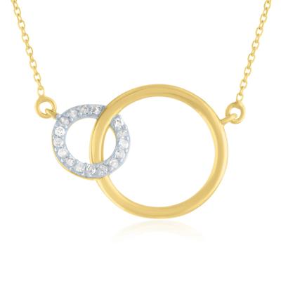 Diamond Double Circle Necklace in 10K Yellow Gold (1/10 ct. tw.)