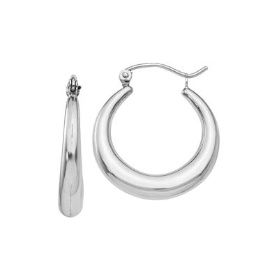 Polished Hoop Earrings in 14K White Gold