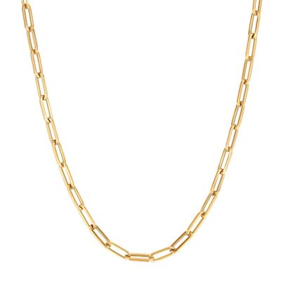 Hollow Paperclip Chain in 10K Yellow Gold, 10.7MM, 18"
