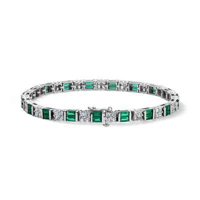 Lab Created Emerald & White Sapphire Bracelet in Sterling Silver