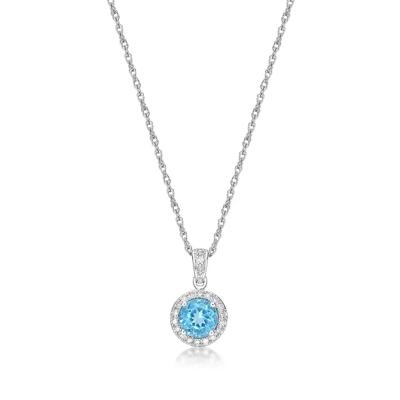 Swiss Blue Topaz & 1/10 ct. tw. Diamond Pendant in Sterling Silver