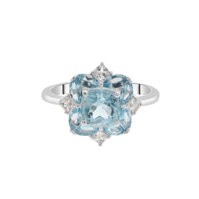 Blue Topaz and Lab-Created White Sapphire Cocktail Ring in Sterling Silver